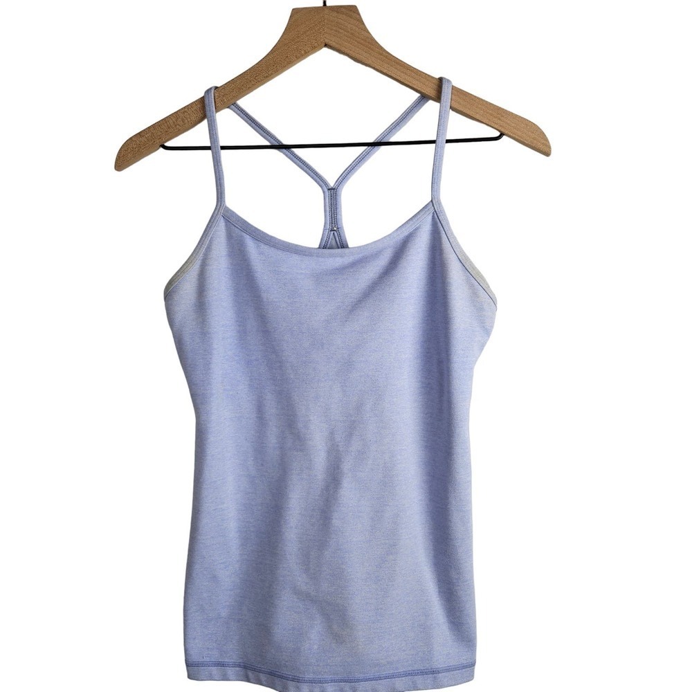 Lululemon Power Y Tank Top 8 Heathered Lavender Dusk Purple